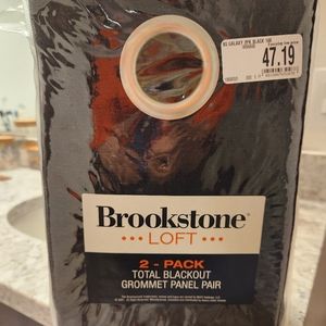 Black Brookstone Loft Galaxy 108 grommet blackout curtains 2 panels